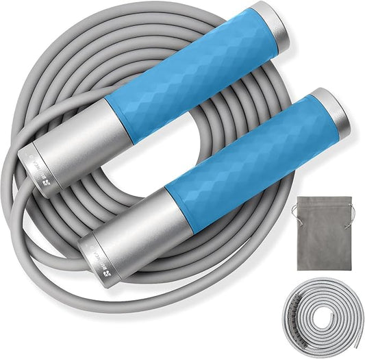 Weighted Jump Rope for Men, Women (1.5LB) - Alloy Steel Handles, Speed Skipping Rope, Gym,Indoor/Outdoor - Fitness, Workout, Boxing - Solid PVC & Cotton Rope-StrideForce Fitness