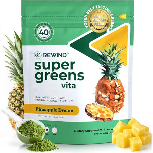 Best Tasting Super Greens Powder with 40+ Superfoods – Delicious Daily Green Powder with Vitamin B12, Zinc, Vitamin C, Magnesium & Calcium – Green Juice Superfood Mix - Pineapple Flavor-StrideForce Fitness