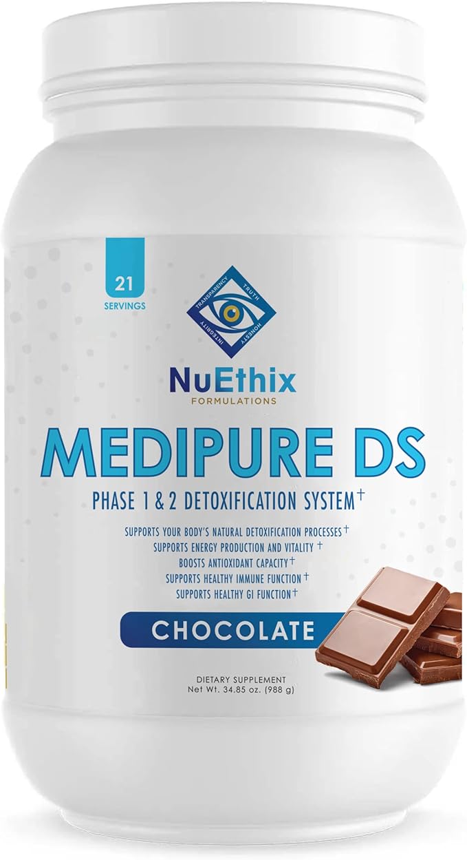 NuEthix Formulations Medipure DS with Rice Protein Phase 1 & 2 Detoxification System, Supplement to Help Support The Body’s Natural Detoxification Process, Chocolate (Non-Caffeinated), 21 Servings-StrideForce Fitness