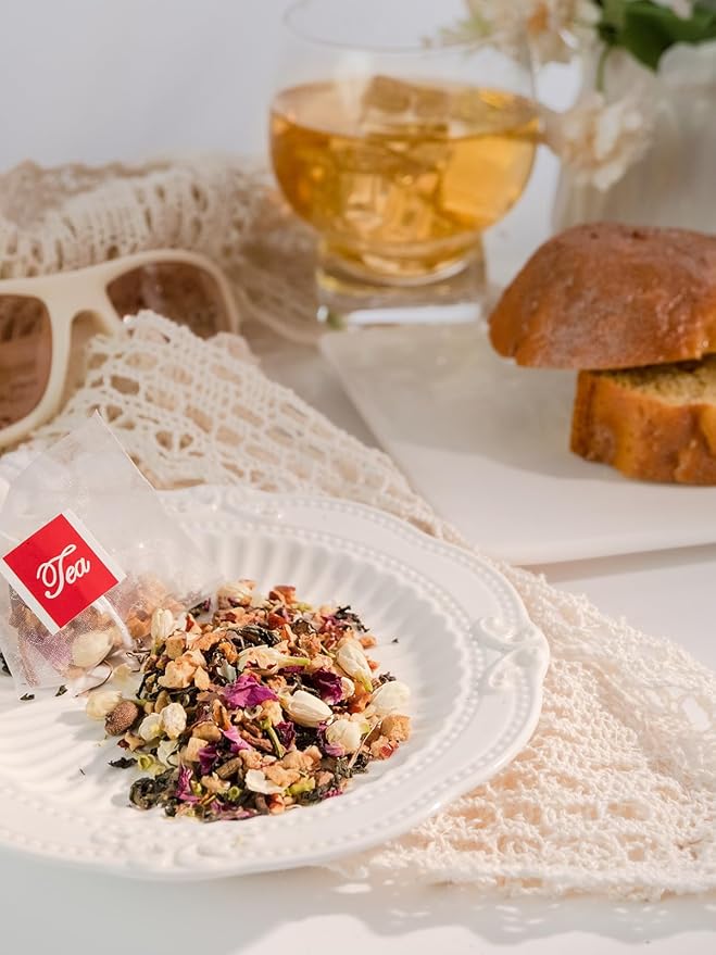 Teelux Dandelion Leaf & Root Tea with Orange Peel, Rose, Jasmine, Red Date, Caffeine Free, Mellow & Light Tarty Flavor, 40 Count