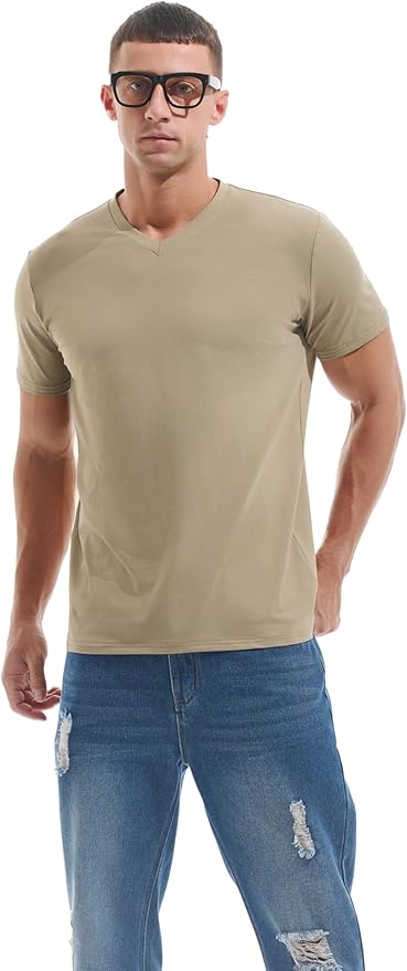 VEIISAR Premium V Neck T Shirts for Men - Modern Fitted Tees Vneck Undershirts-StrideForce Fitness