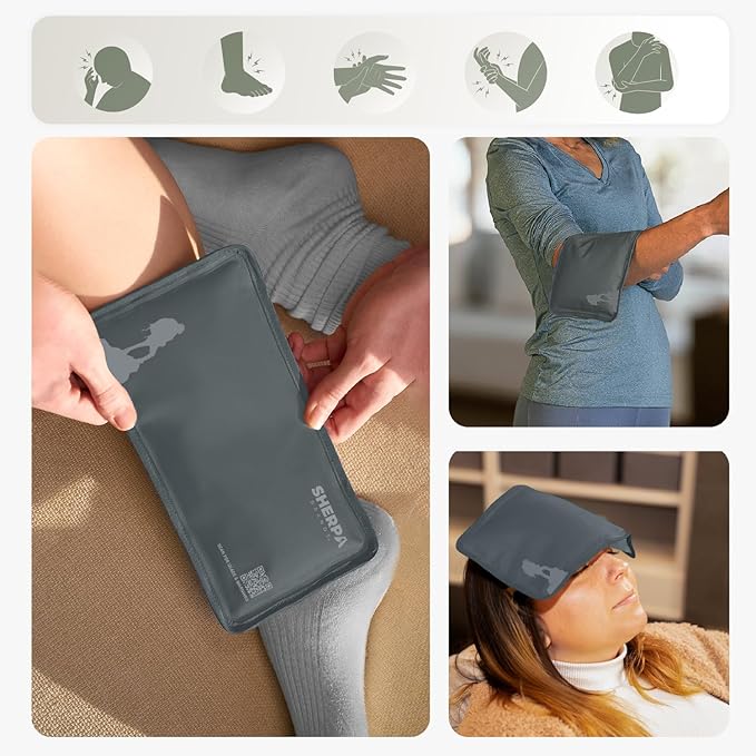 Small Flexible Gel Ice Packs for Injuries Reusable - Soft Hot and Cold Packs for Injuries for Ankle, Hand, Wrist, Head Pain Relief - 5" x 10" - 2PK - Grey-StrideForce Fitness