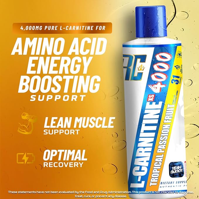 Ronnie Coleman Signature Series L Carnitine XS 4000 Liquid, Stimulant Free, Sugar Free, Zero Carbs, Lean Muscle Strength Support for Men & Women, 16 Oz (16 oz, Tropical Passion Fruit (4000))-StrideForce Fitness