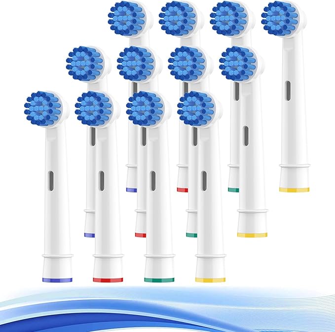 THISONG Soft Bristle Sensitive Replacement Brush Heads for Braun Electric Toothbrush - Gentle and Comfortable Brushing for Sensitive Gums - Pack of 12