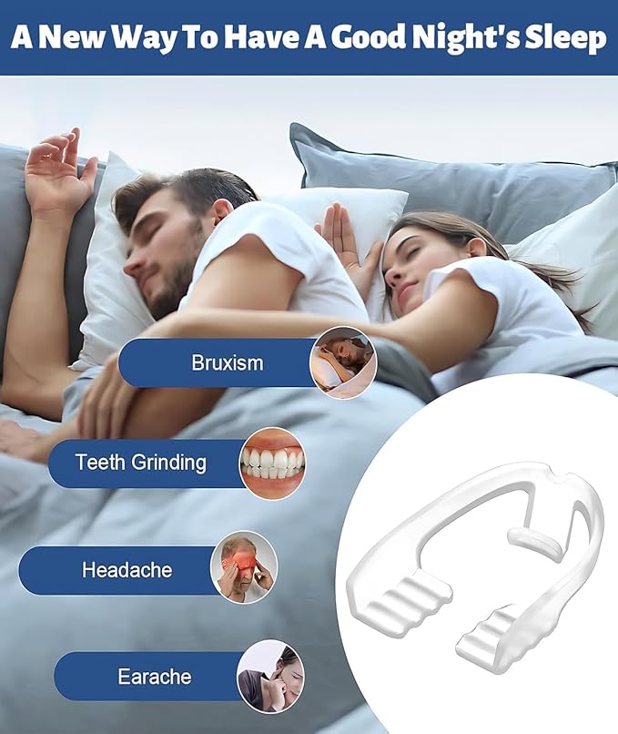 Night Guards for Teeth Grinding, 3 Count, Comfort Fit Design, Medical Grade EVA, Clear, Helps Reduce Teeth Clenching Pack of 2