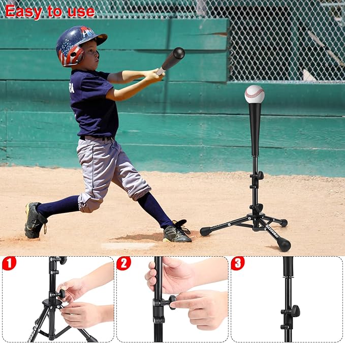 Baseball Tee for Kids,Youth Stand Set,Teeball Set,Youth Baseball,Softball Batting Tee Set,Easy Adjustable Height-StrideForce Fitness