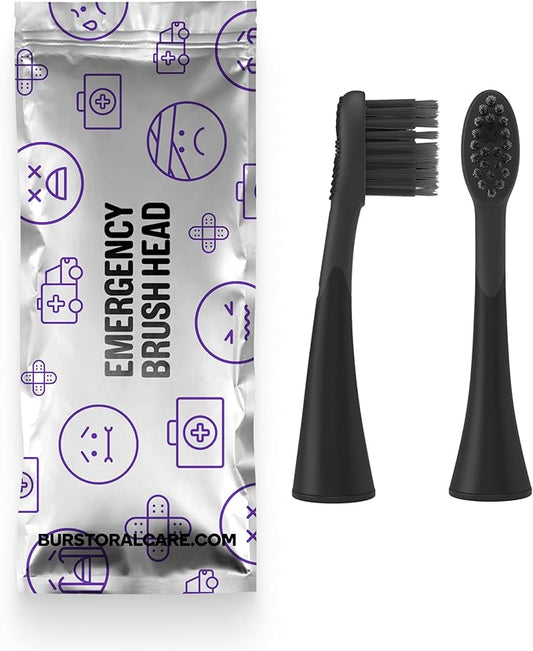 BURST Emergency Replacement Heads for Original Sonic Electric Toothbrush (Black /2 Pack) | Ultra Soft Bristles for a Fresh Start After Sickness | Deep Clean, Stain & Plaque Removal