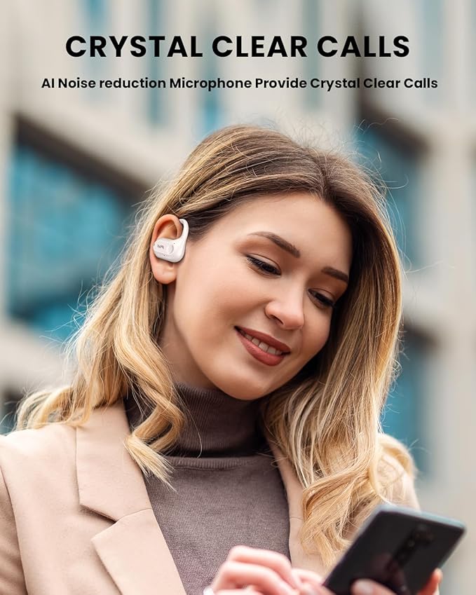 Open Ear Headphones,Wireless Bluetooth 5.3 Air Conduction Open Earbuds,Comfort & Secure Fit ,Powerful Bass,Clear Calls,30H Playback,Light Weight Sports Headsets with Ear-Hook for Workout,Running,Beige-StrideForce Fitness