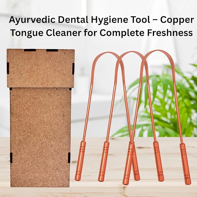 ALADEAN Copper Tongue Cleaner with Case | Copper Tongue Scraper for Adults, Pack of 3 Tongue Cleaner for Oral Care & Hygiene