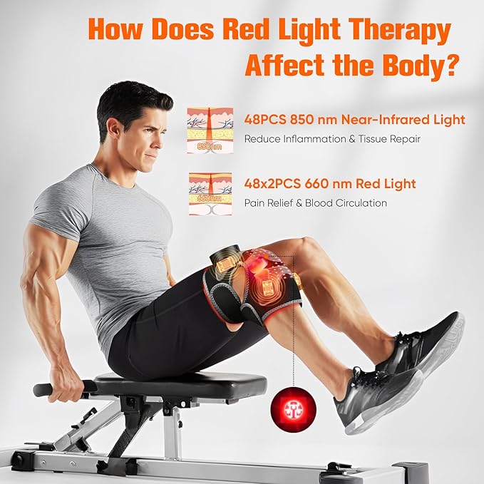 Upgraded Red Light Therapy Knee Brace - FSA HSA Eligible Knee Massager with 4 Vibration Areas, 660nm&850nm, Near Infrared Red Light Therapy Heated Device for Knee Elbow Shoulder Pain-StrideForce Fitness