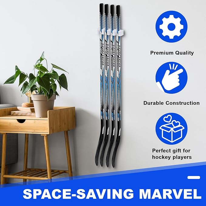 Yousoontic Hockey Stick Holder Wall Mount, 1-6 Stick Capacity, Ice and Field Hockey Organizer (Decor & Storage 2-in-1) for Home Garage Room Office Sports Decoration-StrideForce Fitness