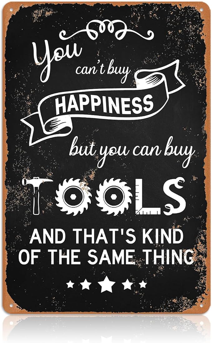 Garage Signs for Men Mechanic Shop Decor Funny Tool Rule Metal Tin Signs for Dad Garage Gifts Grandpa Workshop Wall Decor 8x12 Inch-StrideForce Fitness