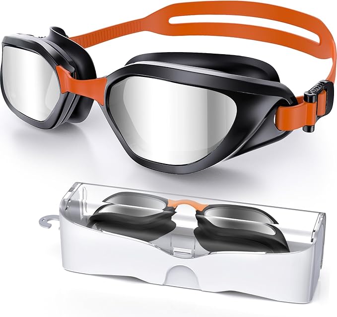 Swim Goggles, Unisex Adult Swimming Goggles Anti Fog Anti UV No Leakage Wide View for Men Women Youth-StrideForce Fitness