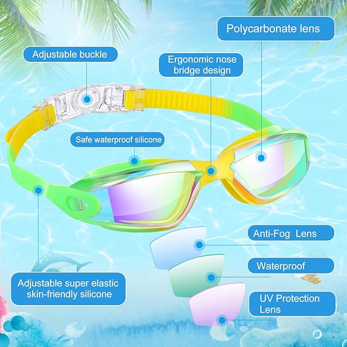 Konohan 10 Pack Swim Goggles Bulk for Kids adult Pool Goggles Anti Fog Silicone No Leak Swimming Glasses for Men Women Youth-StrideForce Fitness