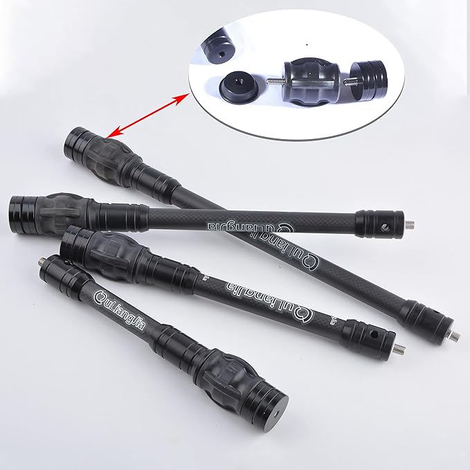 AMEYXGS Bow Stabilizer for Compound Bow, 6" 8" 10" 12" Rod Balance Bar with Damping System and Weights Shock Absorber for Compound Bow Archery Accessory-StrideForce Fitness