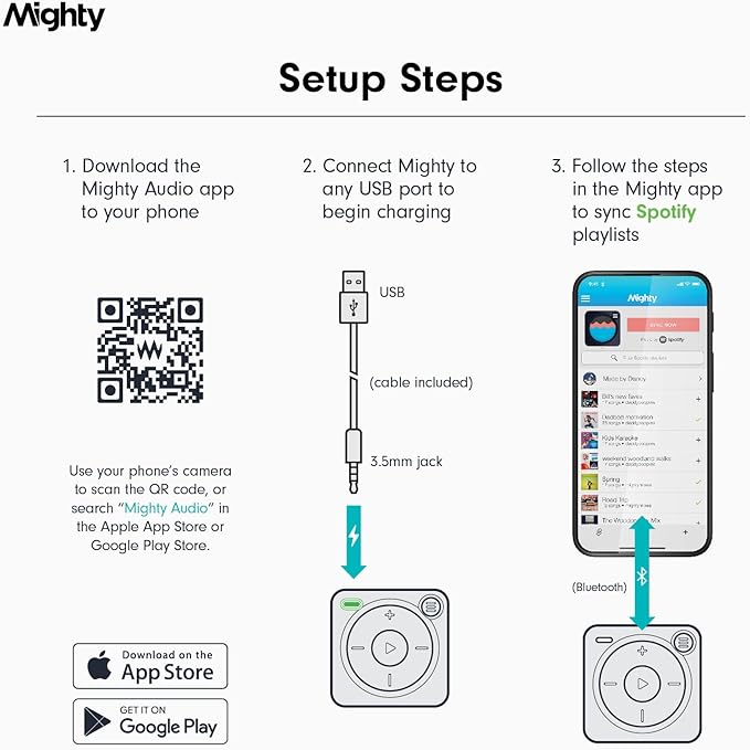 Mighty Wave Waterproof IPX7 Spotify & Amazon Music Player - Includes Waterproof Wired Headphones - Perfect for Swimming - Music + Podcasts-StrideForce Fitness