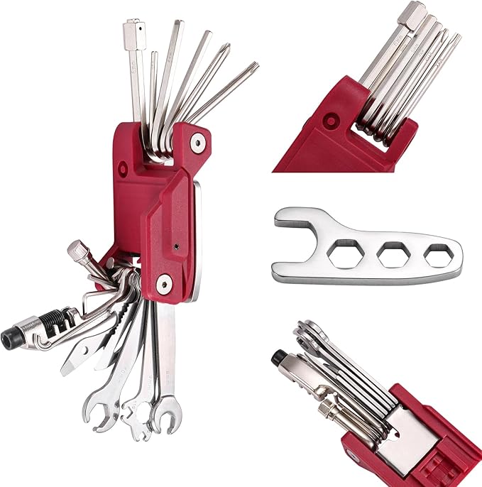 21 Bike Repair Multitool Kit with Carry Case, Portable Cycling Tool Kits (21 in 1), Bicycle Tools Kit Set with Allen Wrench, Chain Tool, Bicycle Spoke Wrench-StrideForce Fitness