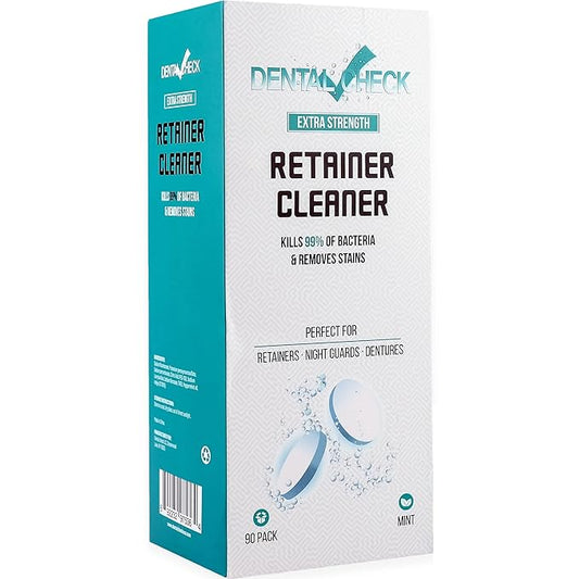 Retainer and Denture Cleaner 90 Tablets, 3 Month Supply Cleaning Tablets Denture Cleaners Remove Bad Odors, Plaque, Stains From Night Guards, Mouth Guards, Dental Appliance (90 Pack)