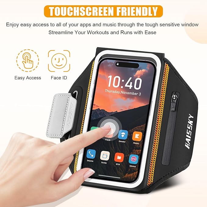 Running Armband for iPhone 15/14/13 Pro/Plus & Galaxy S20/S10, 3D Design Cell Phone Armband with Earphone Pouch Card Slot & Key Pockets, Water Resistant Sports Phone Holder Up to 6.9" Devices-StrideForce Fitness