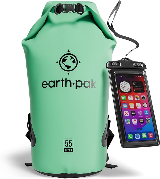 Earth Pak Waterproof Dry Bag - Roll Top Waterproof Backpack Sack Keeps Gear Dry for Kayak with Waterproof Phone Case-StrideForce Fitness