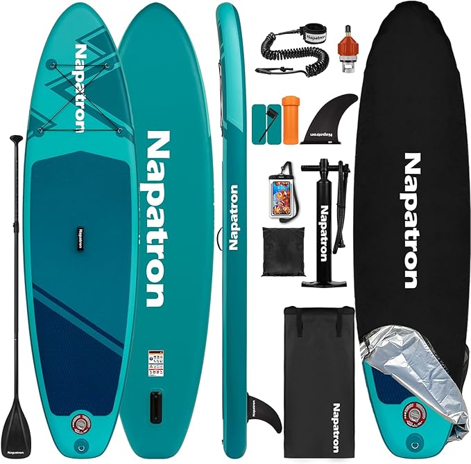 Napatron Family Inflatable Stand Up Paddle Board, Sup,Stable Wide Design,350LBS Capacity,Complete Paddle Board Package with Fast Action Pump,Leash,Ideal for Beginners/Youth & AllSkill Levels-StrideForce Fitness