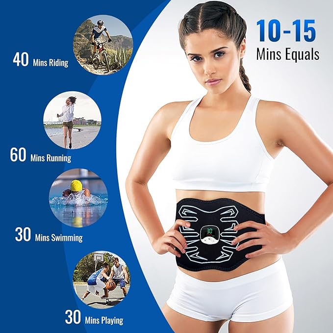 Abs Stimulator, EMS Muscle Stimulator for Gym Home Office, Abdominal Toning Belt Electric Ab Stimulator for Men Women-StrideForce Fitness