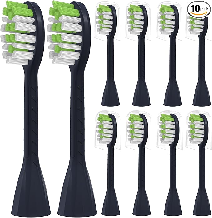 Toothbrush Replacement Heads Compatible with Philips One Series Sonicare Battery Toothbrush HY1100/04 BD1002/AZ, 10 Pack Replacement Heads, Soft Bristles, NavyBlue