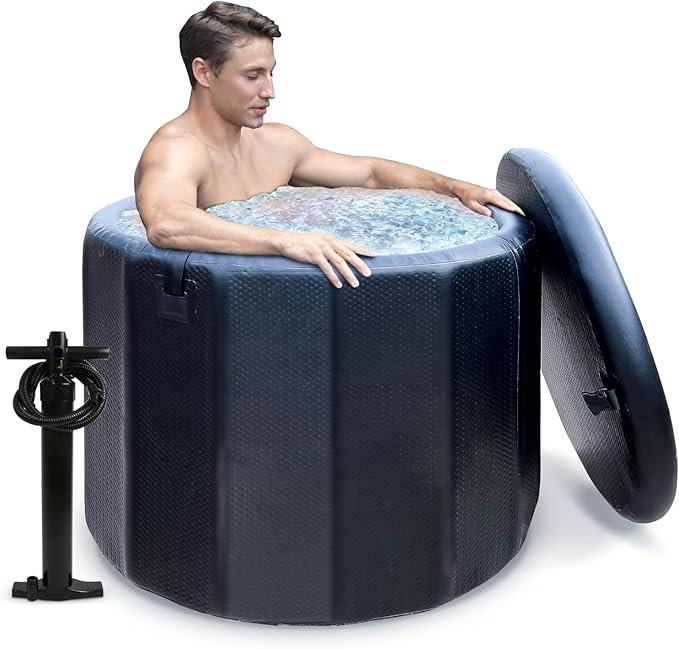 Cold Plunge Tub for Athletes, 100 Gallon Inflatable Ice Bath Tub Water Chiller Compatible, Portable Ice Tubs for Cold Plunge with Insulated Lid for Outdoor & Indoor Recovery-StrideForce Fitness