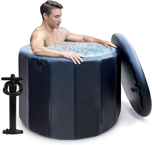 Cold Plunge Tub for Athletes, 100 Gallon Inflatable Ice Bath Tub Water Chiller Compatible, Portable Ice Tubs for Cold Plunge with Insulated Lid for Outdoor & Indoor Recovery-StrideForce Fitness