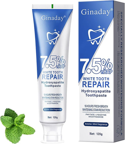 7.5% Nano Hydroxyapatite Toothpaste for Enamel Protection and Tooth Strengthening, Fresh Mint Flavor.