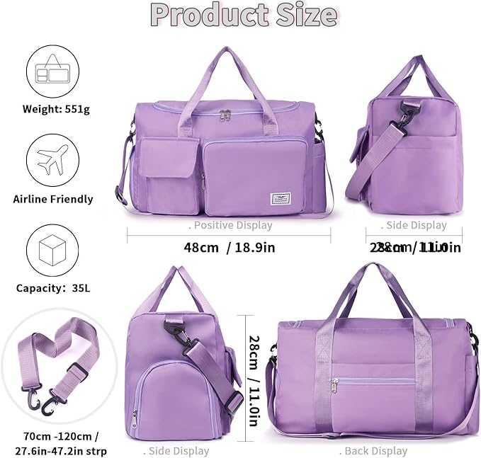FIORETTO Women's Gym Duffle Bag with Shoes Compartment, 37L Capacity, Ideal for Travel, Gym, Sports, Duffel, Weekender-StrideForce Fitness