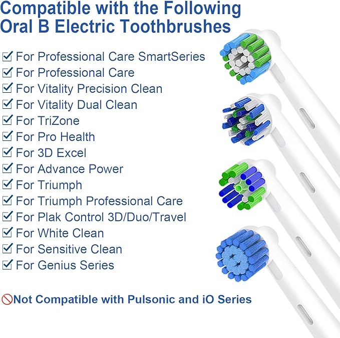 16pcs Replacement Brush Heads Compatible with Oral B Electric Toothbrushes. Pack of 4 Precision Clean,4 Cross Clean,4 3D Whitening Clean and 4 Sensitive Clean