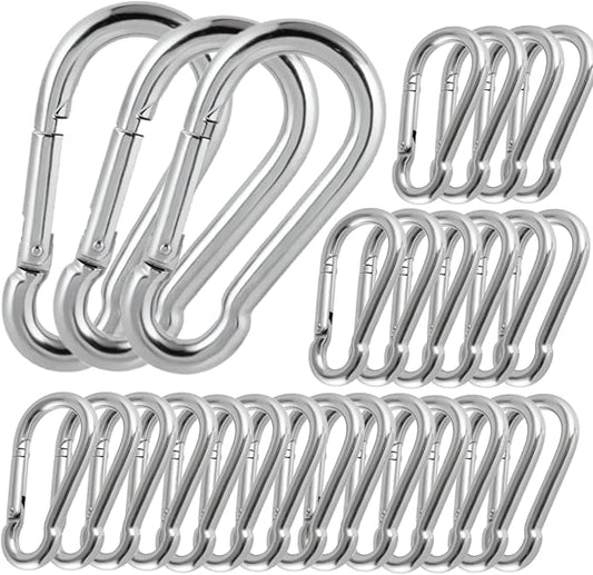 100Pack Heavy Duty Carabiner Clips, M8 5/16" Spring Snap Hooks 3Inch Zinc-Galvanized Steel Chain Clips Quick Links Safety Connector for Hammock Swing Fitness Gym Outdoor Supplies Boating-StrideForce Fitness