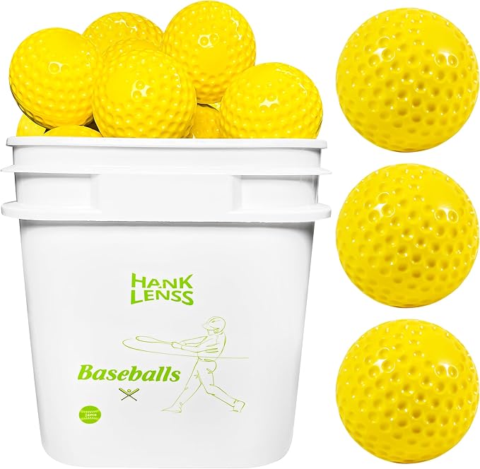 24 Pack Bucket of Dimpled Baseballs for Pitching Machine - Practice Balls for Hitting and Fielding, Rubber Baseballs for Hand-Eye Coordination-StrideForce Fitness