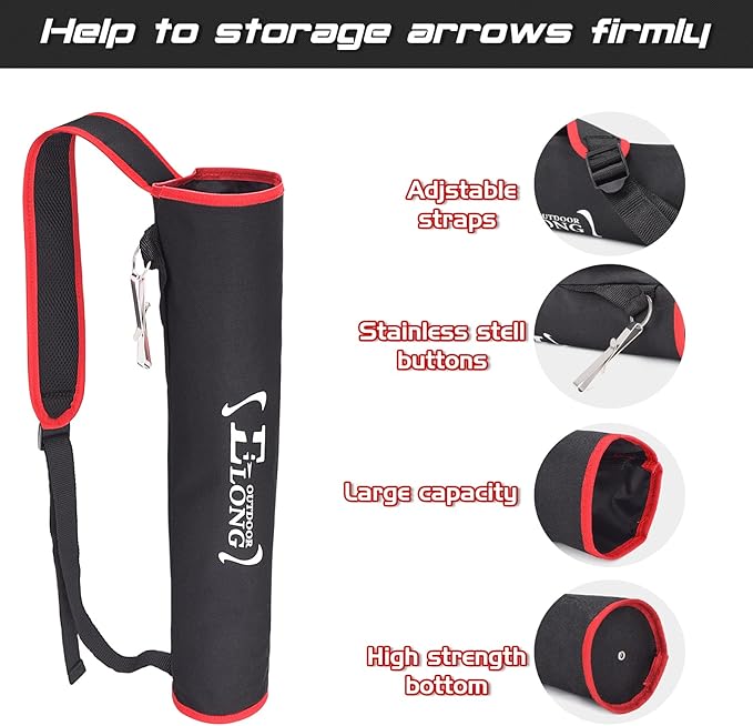 Elong Adjustable Archery Back Arrow Quiver Holder - Upgraded Quiver Arrows for Compound Recurve Bow and Hunting Target Practicing Youth and Adults-StrideForce Fitness