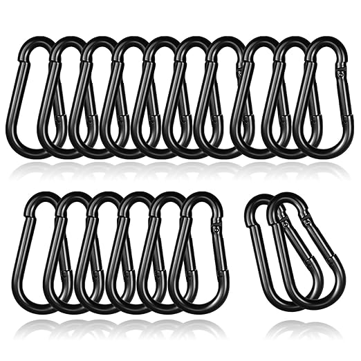 Small Carabiner Clip,15Pcs 2Inch Black Carabiners Clips M5 Alloy Steel Spring Snap Hook,Locking Carribenares for Climbing Hiking Camping Fishing-StrideForce Fitness