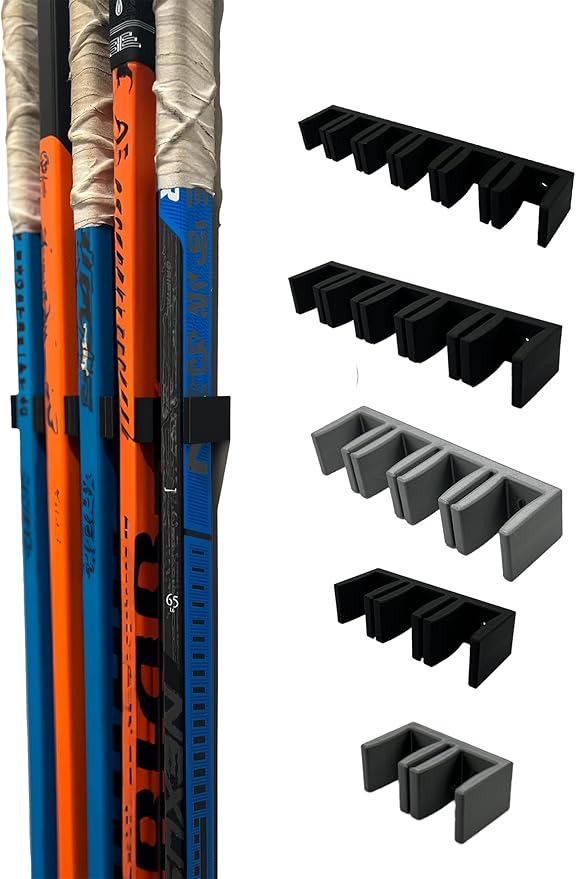 Wall Mount Hockey Stick Holder | Ice Hockey Stick Organizer (Black, 2 Stick Wall Mount)-StrideForce Fitness
