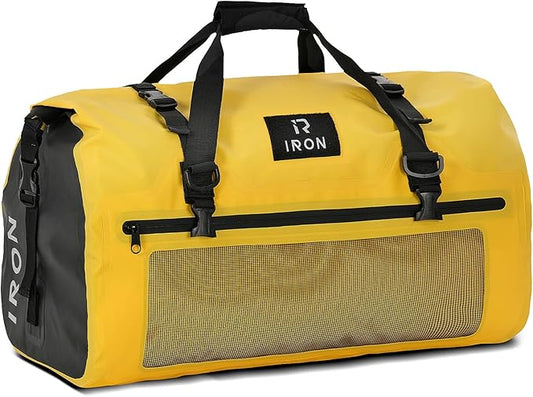 BORLENI Waterproof Motorcycle Dry Duffel Bag Luggage Tail Bag with Large Storage Space,Roll Top Closure, Shoulder Straps, Inner Pocket and Mesh Pocket for Motorcycling Travel Camping(Yellow,30L)-StrideForce Fitness