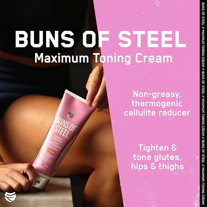 SteelFit Maximum Toning Cellulite Cream, Buns of Steel - Skin Firming & Tightening Body Lotion with Caffeine for Stretch Marks - Anti-Cellulite Remover Treatment for Booty, Thighs, Legs & Glutes-StrideForce Fitness