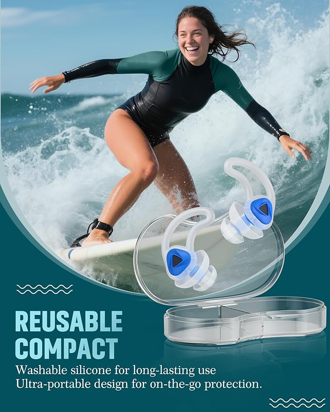 Hearprotek [2 Pairs] Swimmer Ear Plugs,Custom-fit Water Protection Adult Swimming earplugs for Swimmers Pool Shower Bathing and Other Water Sports-StrideForce Fitness