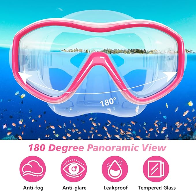 GoseWave Snorkeling Gear for Kids, Kids Snorkel Set for Ages 5-15, Anti-Fog Diving Mask and Dry Top Snorkel Set, Unisex Swimming Goggles with Nose Cover-StrideForce Fitness