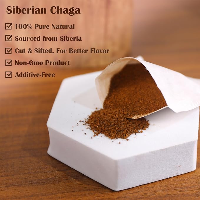 TEARELAE - Chaga Tea - 2g x 40 Count - Wild Harvest from Siberia - 100% Pure Natural Chaga Mushroom Tea Bag - Additive-Free - Non-GMO - Caffeine-free-StrideForce Fitness