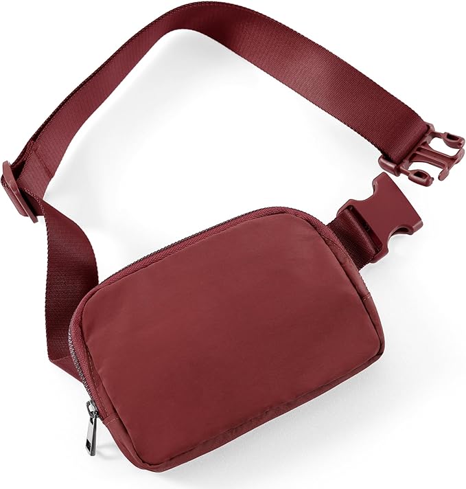 ODODOS Unisex Mini Belt Bag with Adjustable Strap Small Fanny Pack for Workout Running Traveling Hiking, Wine-StrideForce Fitness