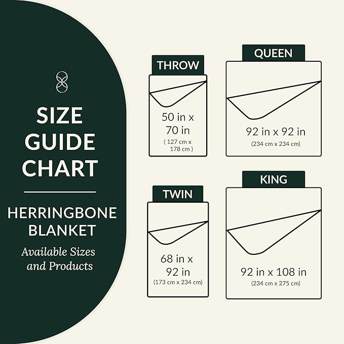 Cloud Scape Linen 100% Cotton Queen Size Blanket, Herringbone Pattern, Lightweight Summer Blanket,Best Gifts for Women, fits Full Size Bed, 92 x 92, Olive Green-StrideForce Fitness