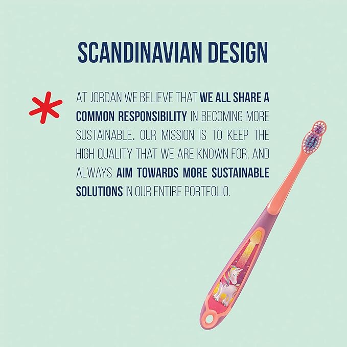 Jordan* Kids Toothbrush | 6-9 Years, Soft Bristles, BPA Free | 4 Pack | Blue & Pink Step 3