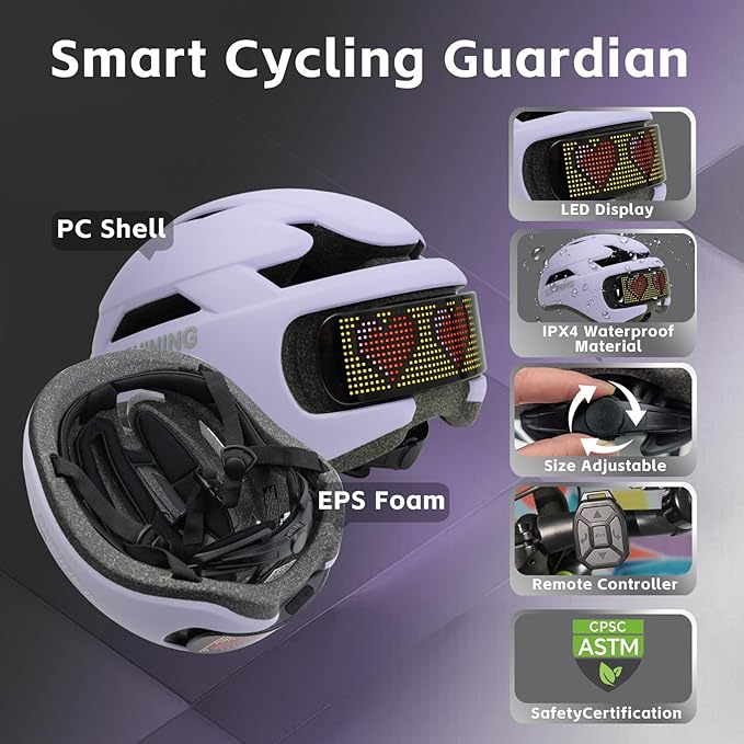 Smart Bike Helmet with Light: Bicycle Helmets for Adult Teens for Mountain & Road Cycling Electric Scooter Skateboard Skating-StrideForce Fitness
