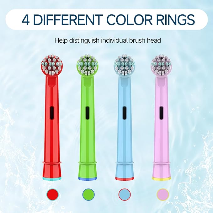 Kids Toothbrush Heads Compatible with Oral B - Electric Toothbrushes, Replacement Brush Heads with Protective Caps, 4/8/12/16 Pack (12)