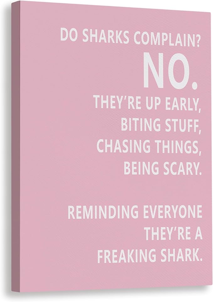 Rusenbao Gym Motivational Workout Wall Art, Home Gym Decor, Inspirational Workout Room Decor, Do Sharks Complain About Monday, Canvas Wall Art for Exercise Fitness Room Office, 11x14 inch(Pink)-StrideForce Fitness