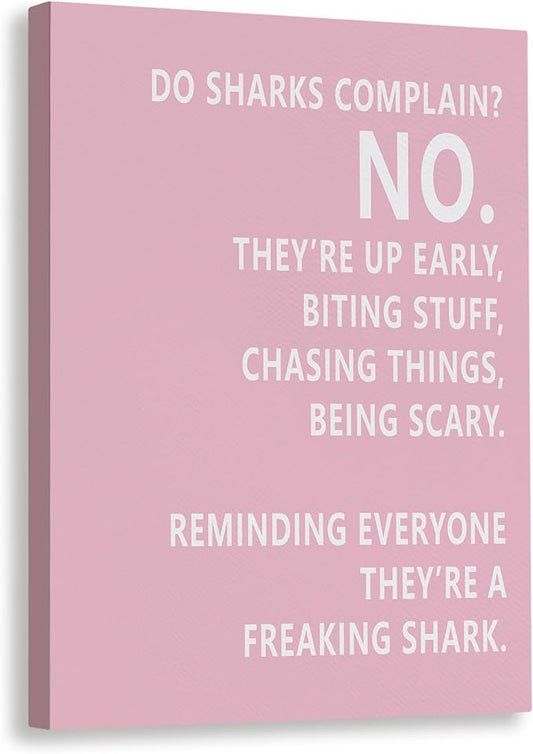 Rusenbao Gym Motivational Workout Wall Art, Home Gym Decor, Inspirational Workout Room Decor, Do Sharks Complain About Monday, Canvas Wall Art for Exercise Fitness Room Office, 11x14 inch(Pink)-StrideForce Fitness