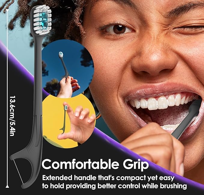 5 in 1 Disposable Toothbrushes with Toothpaste – Individually Wrapped Mini Travel Toothbrushes with Prepasted Toothpaste, Mouthwash Beads, Floss & Tongue Scraper | to-Go Oral Care (96 Count)